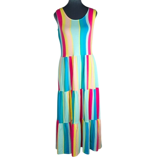 Lands' End Dresses & Skirts - Lands' End Sleeveless Tiered Rainbow Max Dress Petite Size XSP